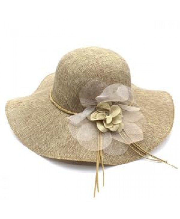 Woman Girls Beach Sunhats Wide Brim Summer Hat Ladies Straw Hat With Flower