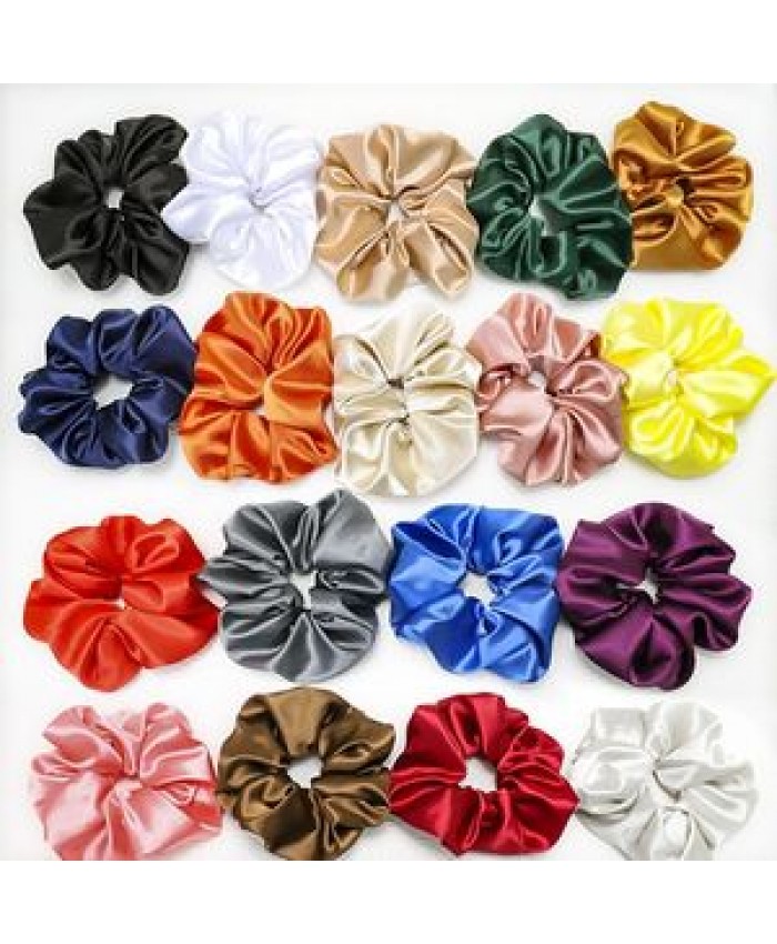 Fashion lovely silk hair scrunchies fabric hair accessories solid color rubber band satin hair scrunchies