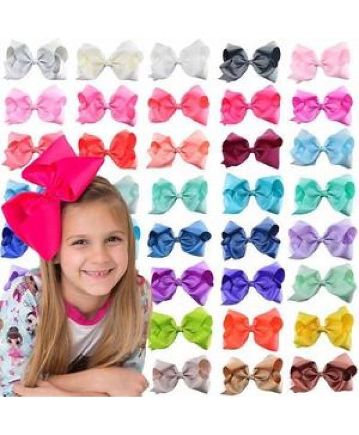Hot Sale Cute 8 inch Grosgrain Solid Color Bowknot Hair Bows with Clips Handmade Cheap Price Kid Girls Hair Accessories