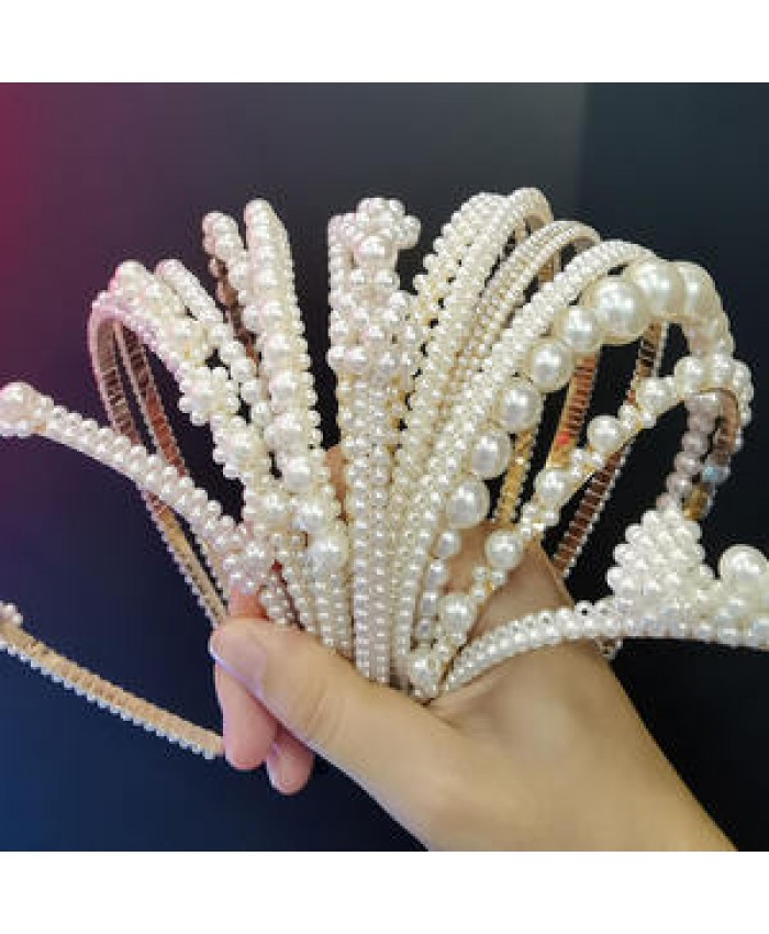 Factory Fashion Luxury Big Pearl Headband Women Bow Sunflower Hoops Girls Hair Accessories Fashion Jewelry