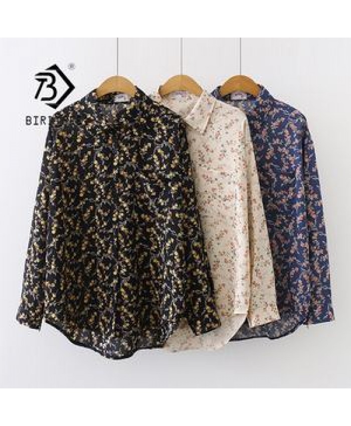 2022 Autumn Spring Floral Women Buttons Long Sleeve Ladies Tops Fashion Bow Black Blue Apricot Blouses Shirts T08501T