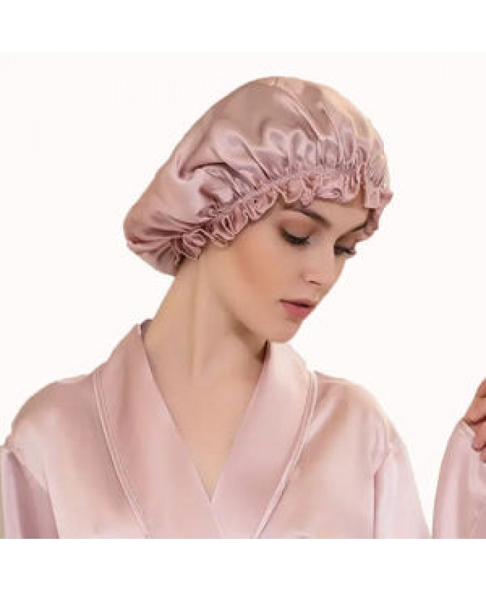 Wooden ear flanging shower cap lace anti-silk home hat ladies princess night hat