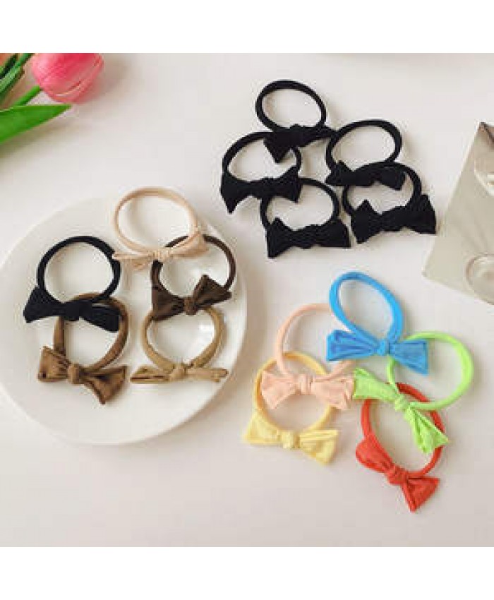Candy colored hairband girl bow seam free high bounce towel ring sweet simple hair rope ribbon band hair accessories