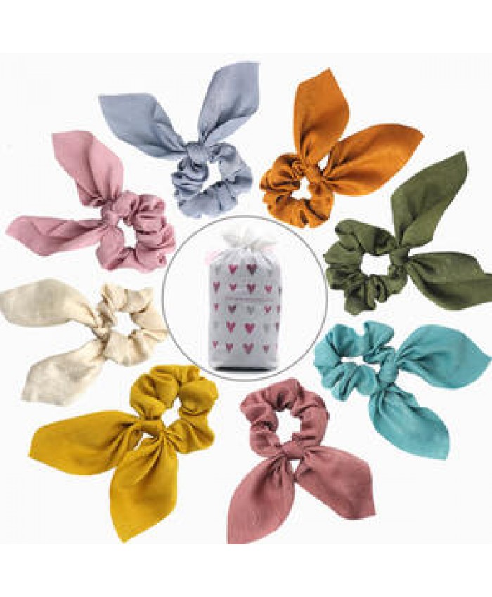 New Arrived Ins Fashion Women Hair Accessories Elastic Hair Band Summer Solid Color Tie Dye Bow Scarf Scrunchies