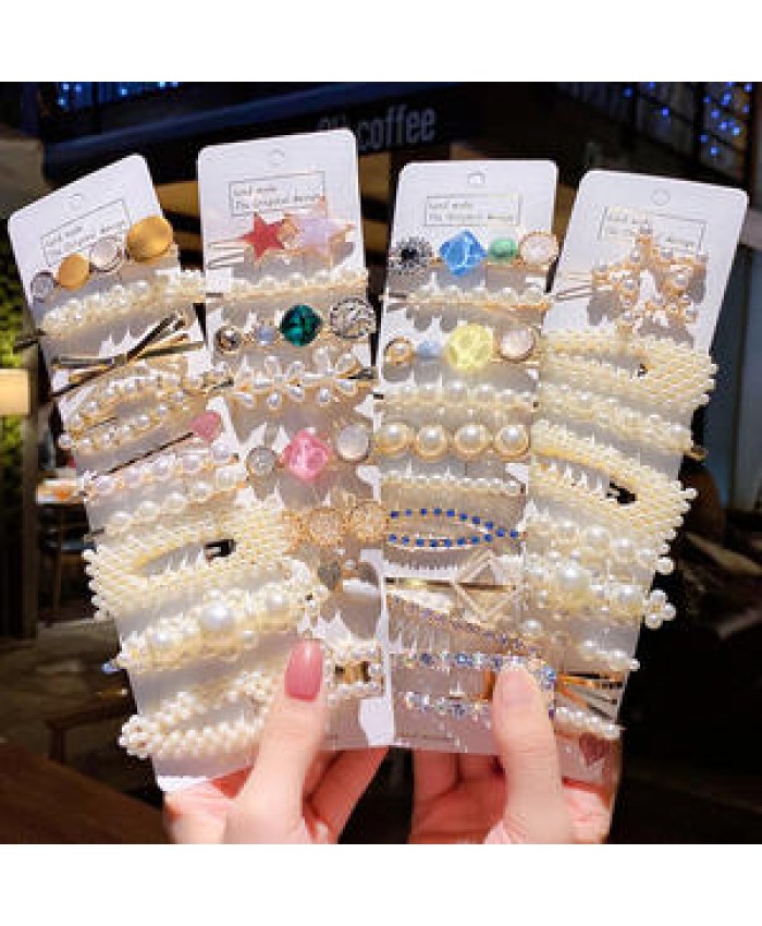 Pinzas para el cabello 2021 INS hair accessories crystals letter Alligator Clips Hair Accessories pearl hair clip Hairgrips