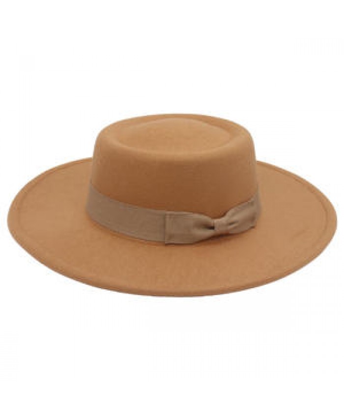 2022 Wholesale High Quality Women Cashmere Felt Cap Wide Brim Top Hat Bowknot Fedora Hat Basiner Melonik For Lady Bowler Hat