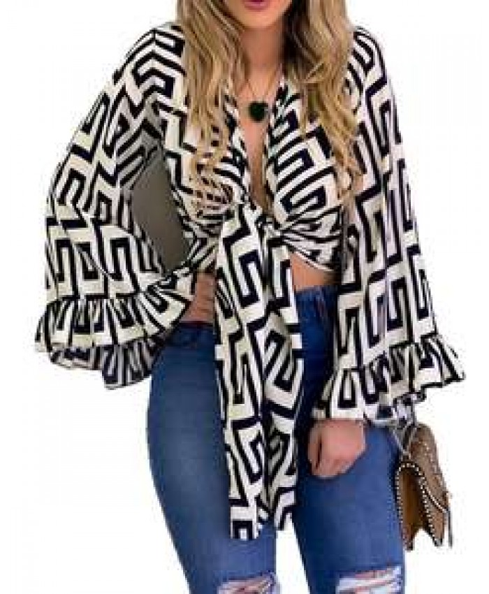 summer Elegant Printed Shirt Chiffon Blouse Women's Tops Office Slim White Long Sleeve woman tops Shirts blusas de muje