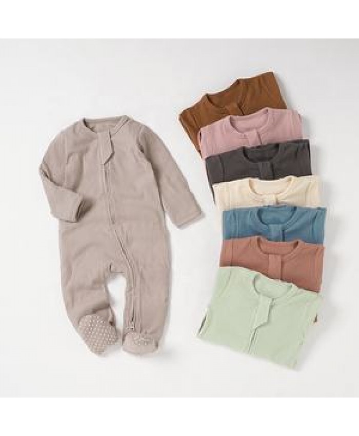 Wholesale Organic Cotton Baby Rompers Long Sleeve Baby Jumpsuit Autumn Pajamas Soft and Eco-friendly Bodysuit