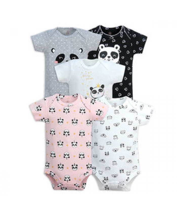 Summer Toddler Baby Girl Jumpsuit Clothes Infant Short Sleeves Baby Rompers 5pcs Set Baby Bodysuits