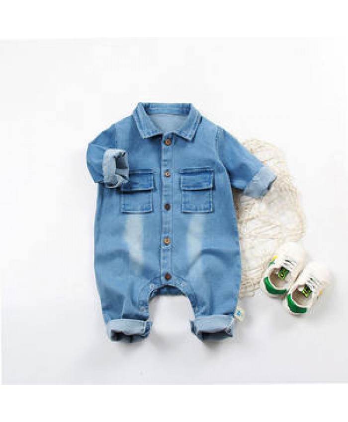 2021 Spring New Handsome 3 24 Months baby Denim clothes Romper Baby clothing girls boys giraffe short sleeve jumpsuit baby