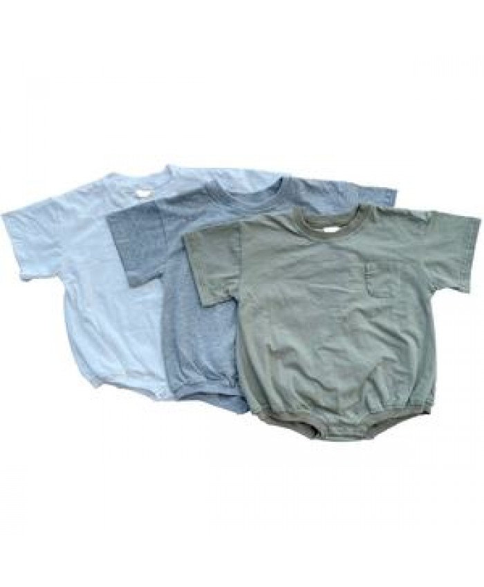 High Quality Han er Knit Bamboo Baby Romper Short Sleeve Pocket Jumpsuit Infant Baby Boys Onesie Clothes