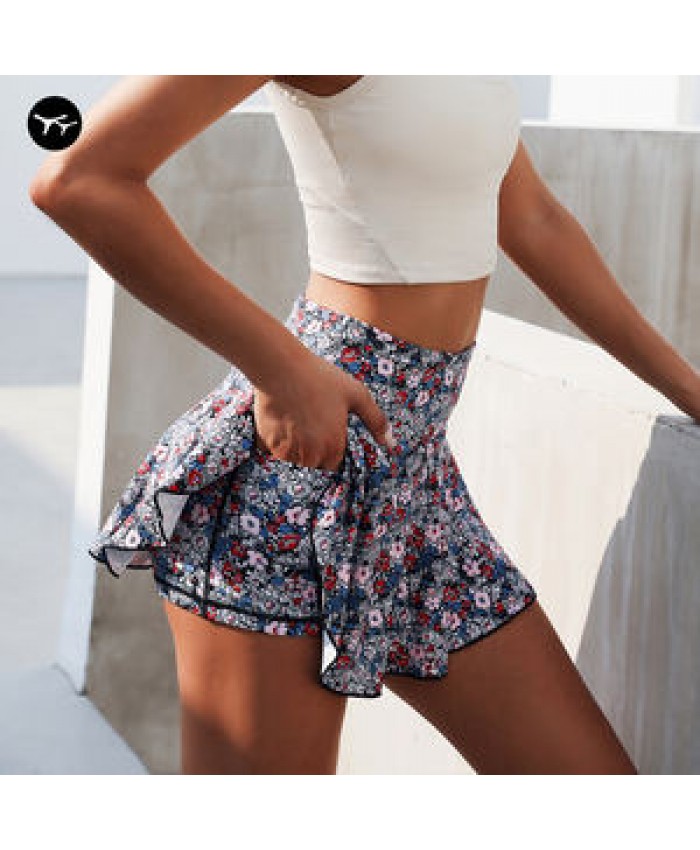 Wholesale summer floral women skirt with shorts active wear set sexy plus size womens skirts tennis