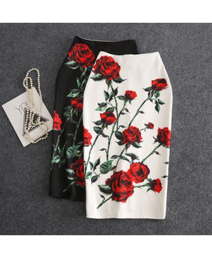 Hot Sale Elegant Casual Split Short Faldas Female Floral Printed Skinny OL Bodycon Womens Mini Pencil Skirts