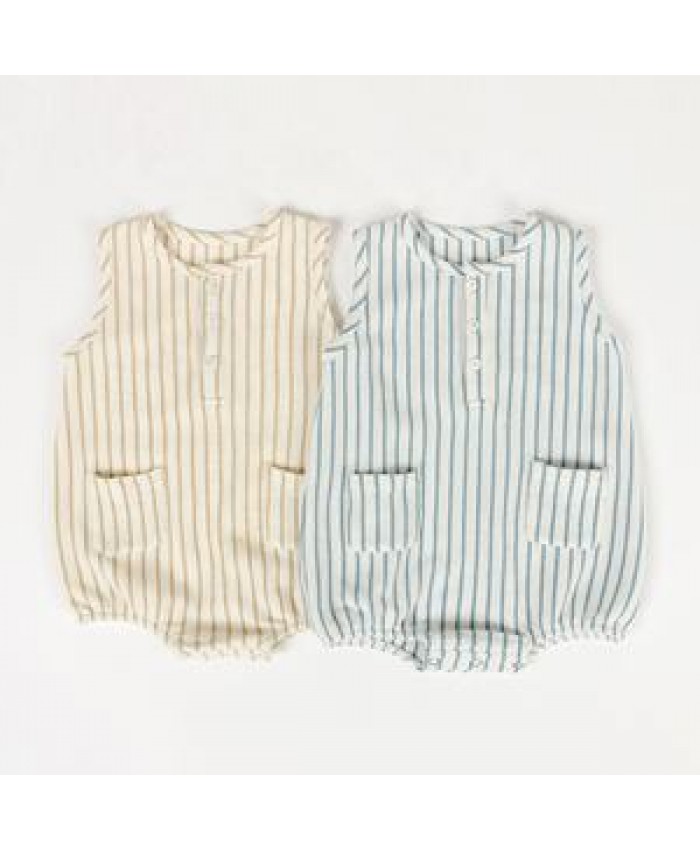 2022 summer new arrivals baby rompers stripe waffle baby jumpsuit sleeveless onesie