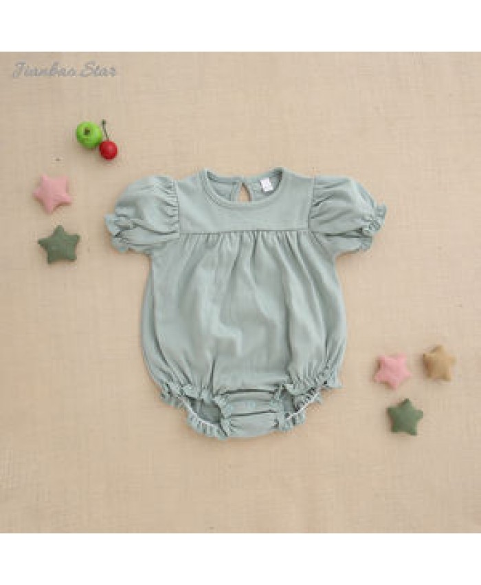 Factory Direct Sales Romper Ropa Cheap Playsuit 100% Cotton Baby Clothes Short Sleeve Bubble Playsuit