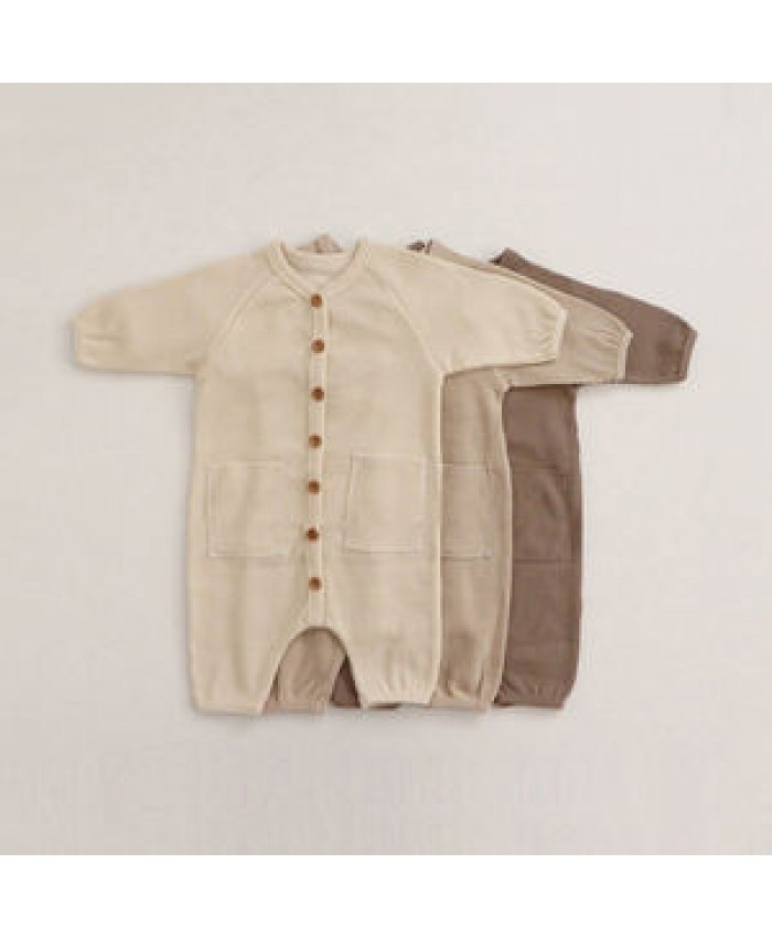 Baby Boy Rompers Newborn Clothes Toddler Long Sleeve Waffle Shirts Rompers Playsuits Boutique Jumpsuit with Pockets