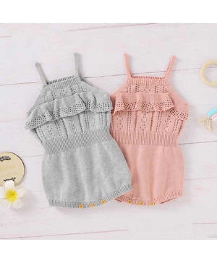 Solid Color Newborn Girls Onesie Toddler Playsuit Sleeveless Knitted Romper Baby Clothing