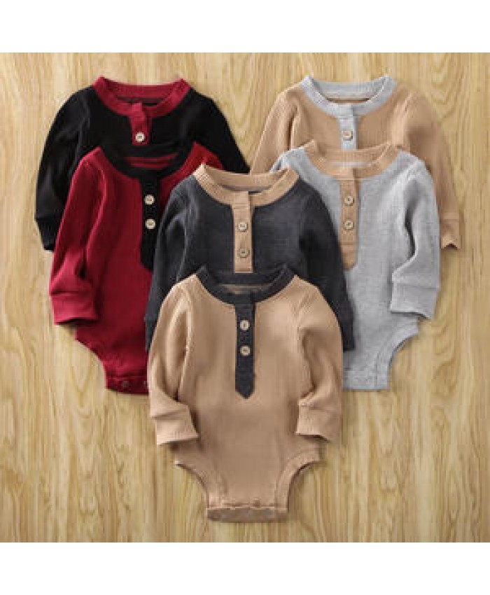 MIOZING Newborn Toddler Baby Boy Romper Long Sleeve Patchwork Sunsuit Outfit Clothes Playsuit Clothing