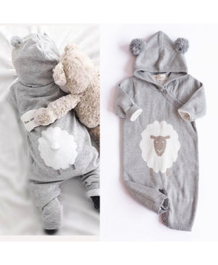 Autumn Winter Lovely Newborn Infant Clothes Cute Bear Ear Romper Jumpsuit Playsuit Baby Rompers Sleepwear
