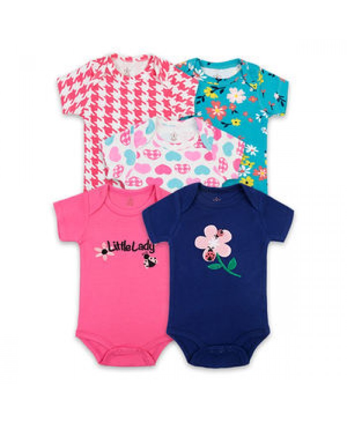 New fashion 5 pack baby bodysuit clothing set wholesale infant baby summer beach jumpsuit newborn baby cotton romper clothes set