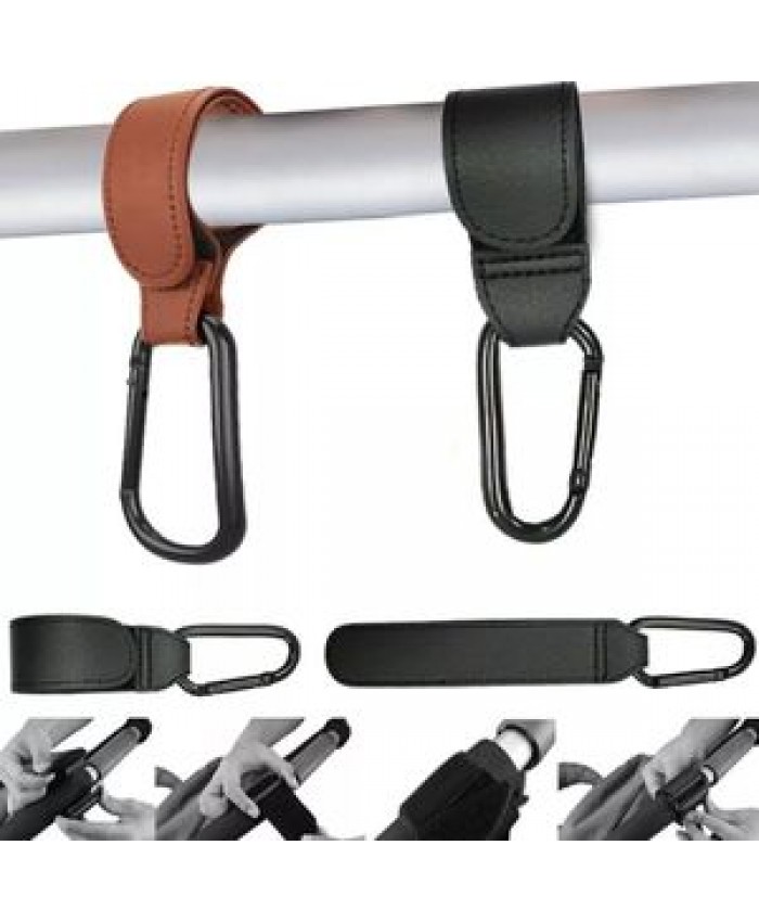 Rotatable PU Leather Baby Stroller Hooks Hanger Portable Baby Car Seats Plastic Hook Pram Hooks Accessories