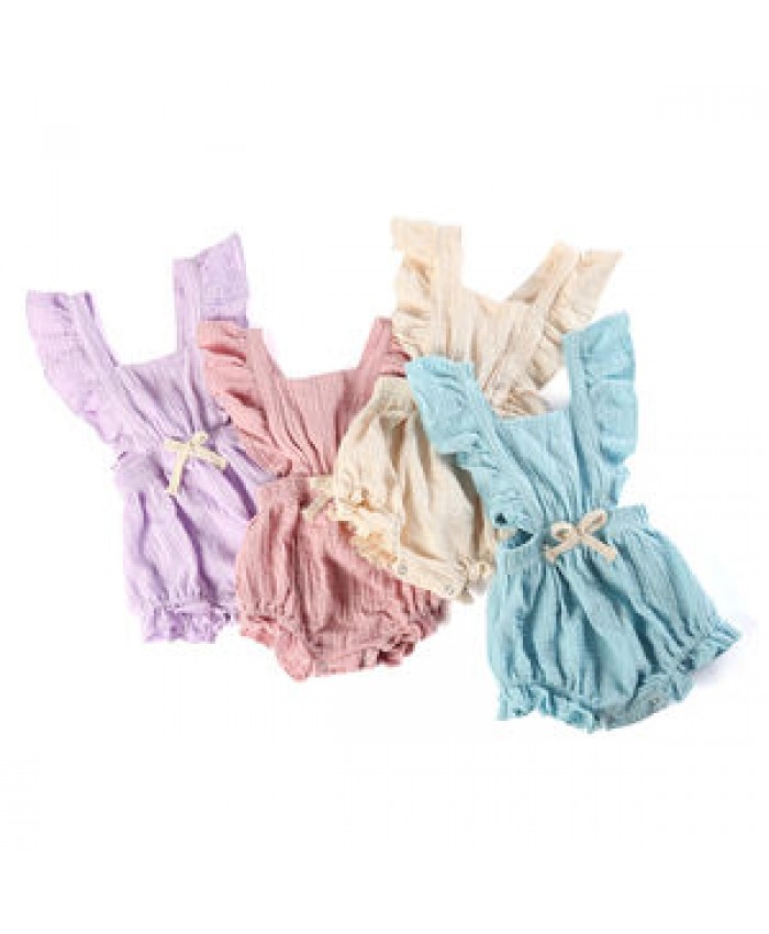 Wholesale newborn romper in stock 100% muslin cotton legless clothes baby girls playsuit