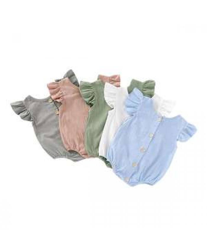 Fitspi Customized Summer Newborn Infant Baby Girls Romper Ruffles Sleeveless Playsuit Jumpsuit Overalls One piece Baby Clothing