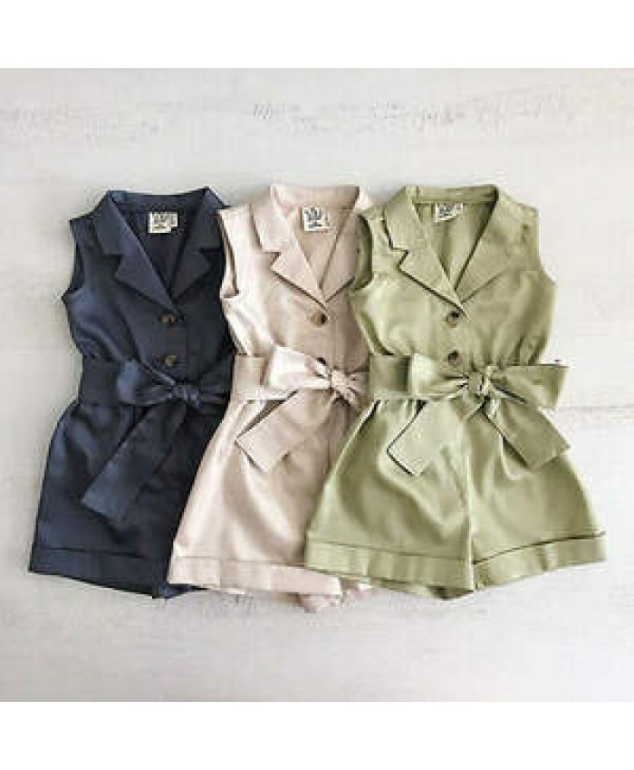 415 Summer Kids Toddler Baby Girls Clothing Solid Sleeveless Bodysuit Rompers Jumpsuit Playsuit Sunsuit Clothes Newborn