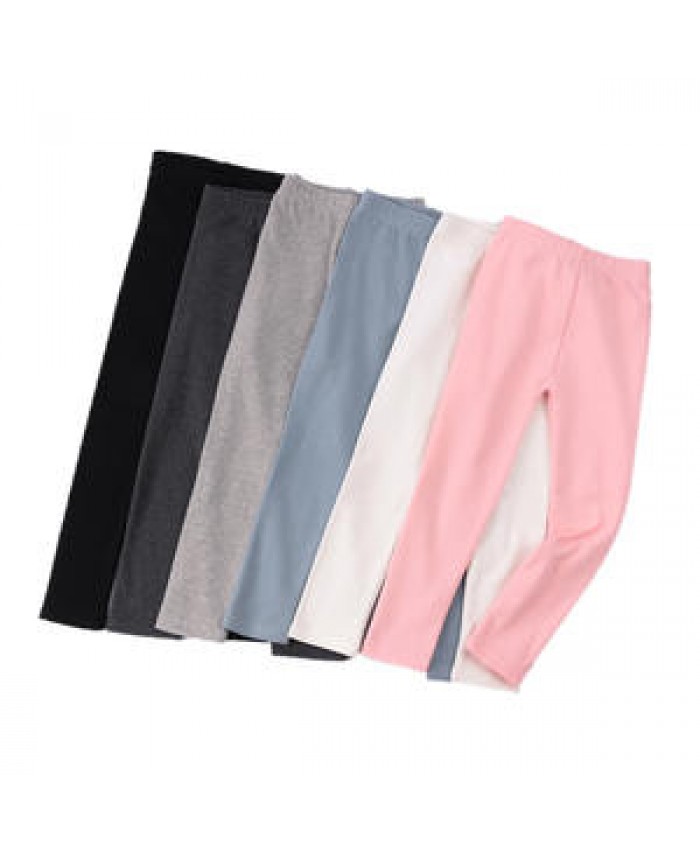 Custom private label trousers 100% cotton kids plain basic long pants baby girl leggings