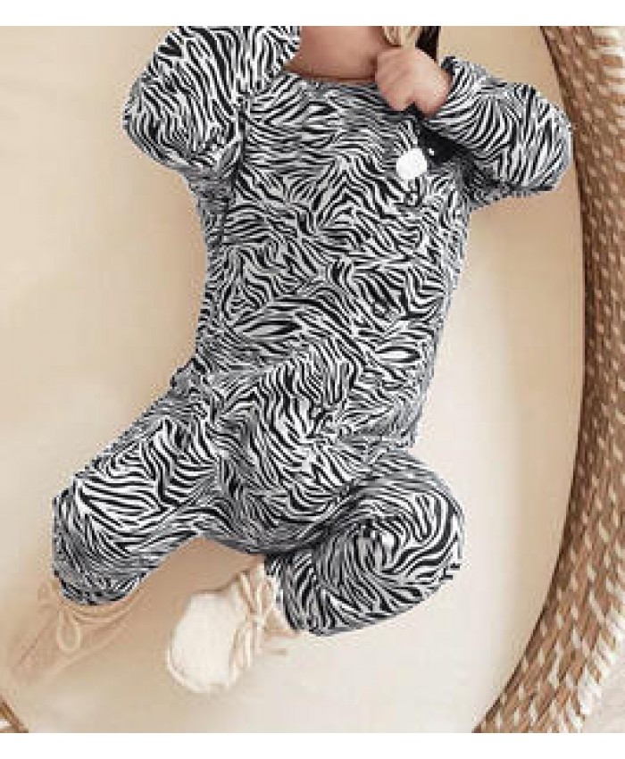 new 2021 Autumn Winter Newborn Toddler Kids Baby Girls Wave Print Long Sleeve zebra Romper Jumpsuit Playsuit Clothes Outfit