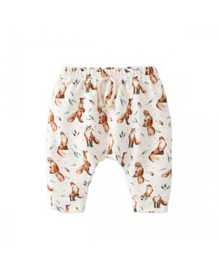 INS Baby Fox Trousers Infant Pants Drawstring Solid Toddler Bottoms Boutique Unisex Drawstring Pants