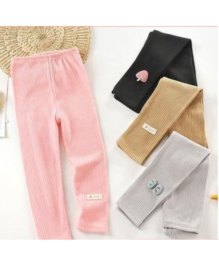 Children Classic Solid Ribbed Comfortable Pants Plain Leggings Trousers Infant Autumn Winter Baby Girls 1-6 Year Newborn Cotton