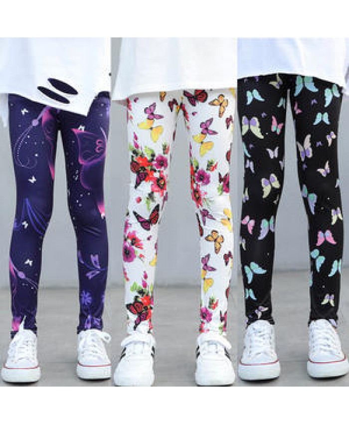 High Quality Kids Legging Breathable Soft Flower Butterfly Print Classic Baby Girl Leggings