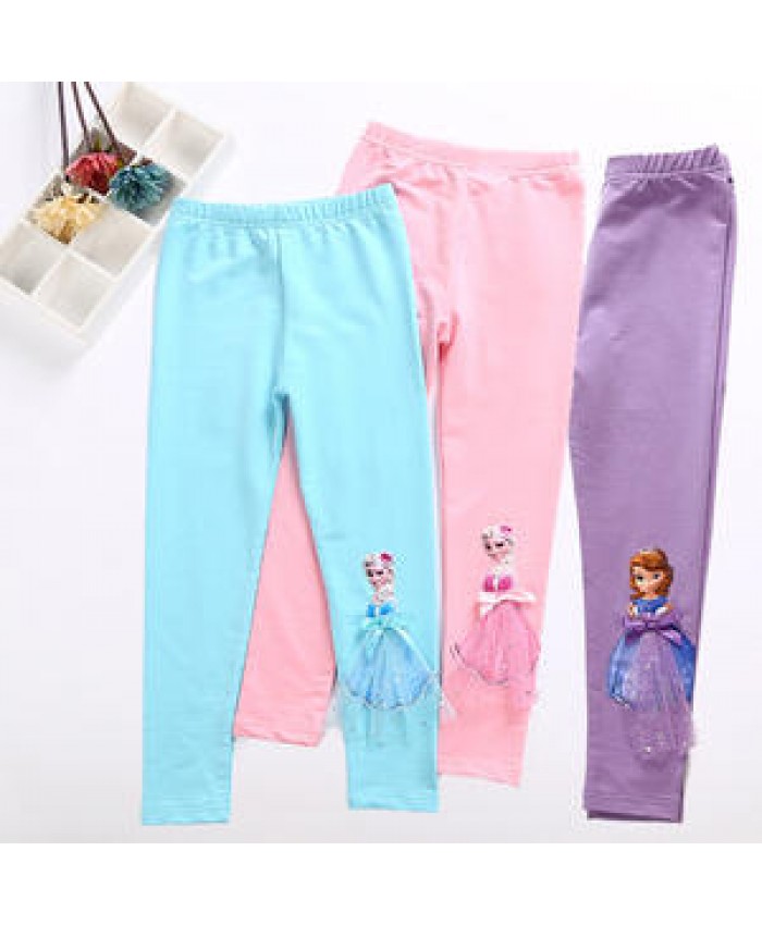 american girls baby stacked character hiking ruffle white printed pants kids suit blue trousers for children