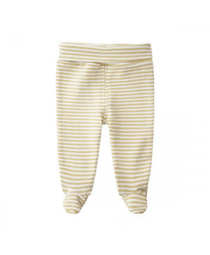 Spring autumn loose footie newborn organic cotton stripe solid color toddler high waist kids boy baby legging pants legging baby