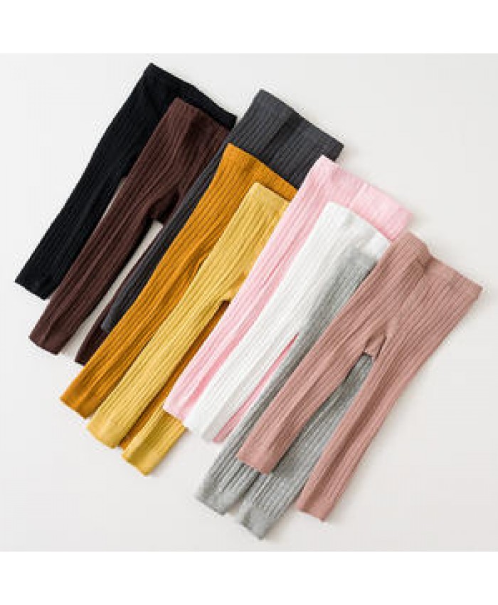 Spring and Autumn Candy Color Vertical Stripe Baby Leggings Baby Cropped Pants Jumpsuit Children's Tights Socks