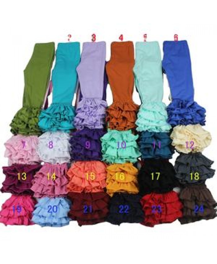 Boutique baby leggings girls triple ruffle pants kids bell bottom wholesale baby pants fluffy