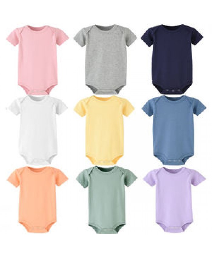 100% cotton plain baby romper knitted newborn baby clothes short sleeve jumpsuit