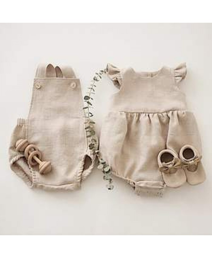 200743 Toddler Bodysuit Infant Linen Sleeveless baby romper Bubble Playsuit