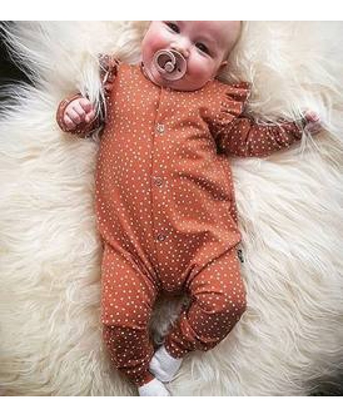 0-24M Baby Girl Clothes Newborn fly sleeved Polka Dots full print Romper Long Sleeve Floral Jumpsuit Playsuit Outfit Clothes